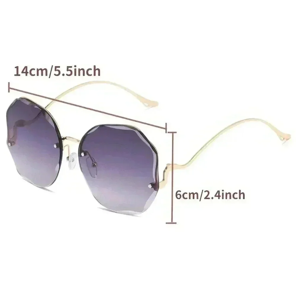 Semi Rimless Frame Sunglasses (Color: Blue Pink)